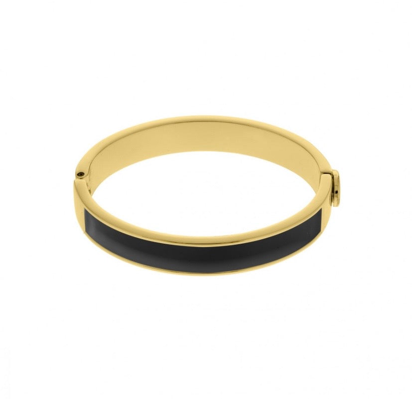 Bracelete Dourado com Resina Preta