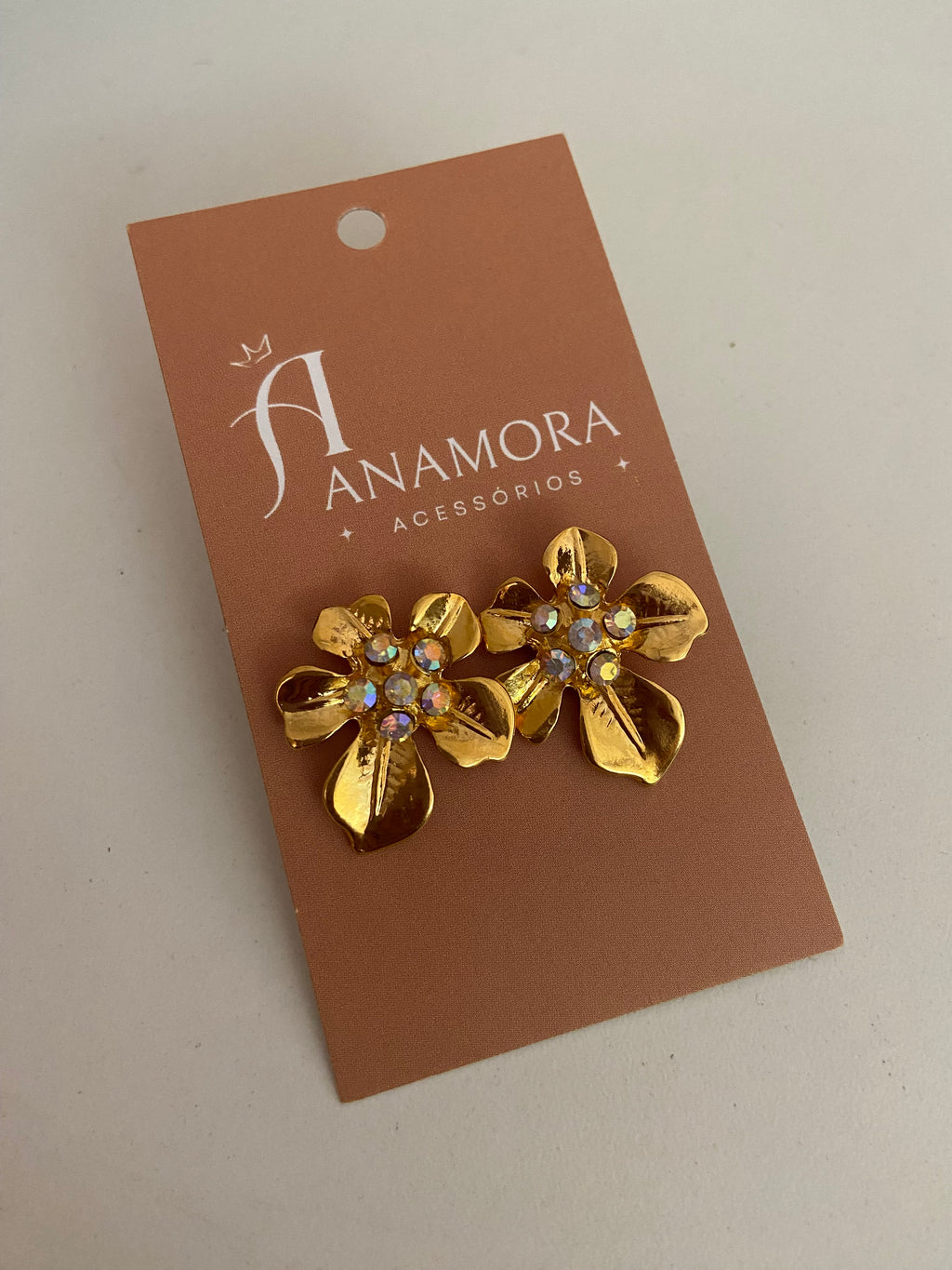 Brinco Flor com pedrarias